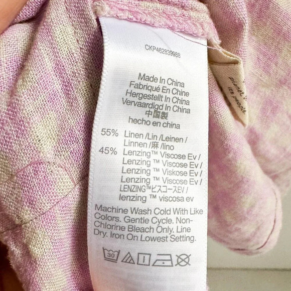 Madewell Pink Plaid Linen Blend Puff Sleeve Summer Top Blouse 3X - Picture 9 of 10